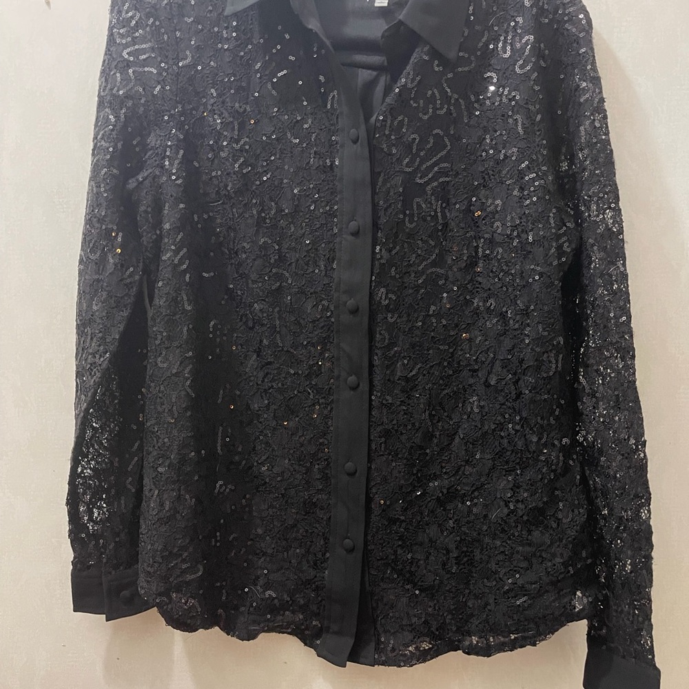 Anne Klein Black Satin Blouse